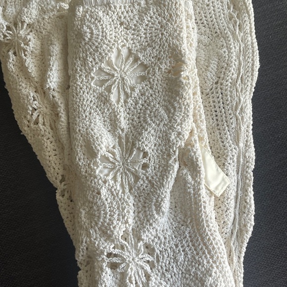 Free People Dragonfly Crochet Flare Pants Ivory Boho Festival Lace High Rise S - Picture 10 of 11
